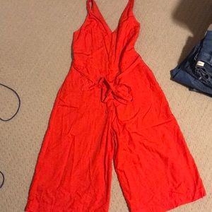 Coral Wide leg cropped Jumpsuit